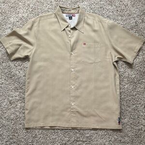 Quicksilver Tan Short Sleeve Button Down Shirt